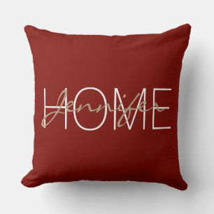Coussin monogramme de la maison couleur rouge de la grange