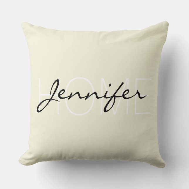 Coussin monogramme de la maison de couleur beige (Recto)