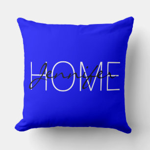 Coussin monogramme de la maison de couleur bleue