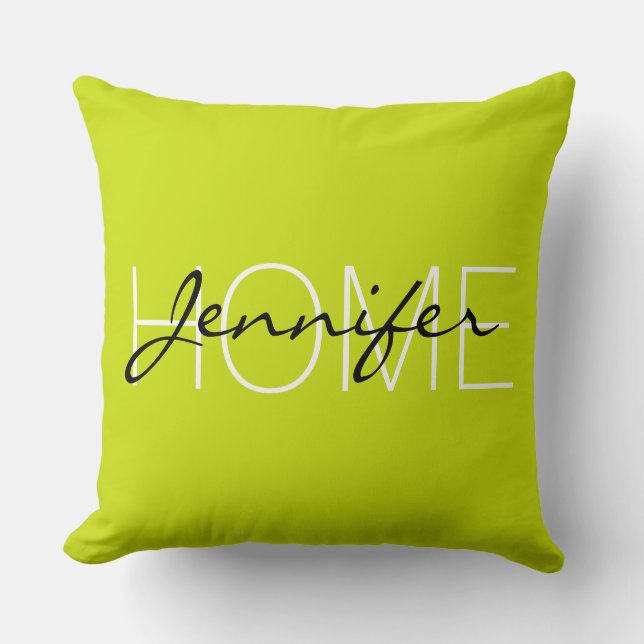 Coussin monogramme de la maison de couleur citron amer (Recto)