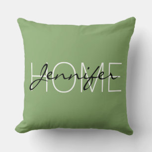 Coussin monogramme de la maison de couleur d'asperges