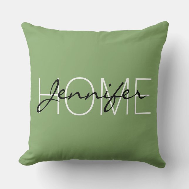 Coussin monogramme de la maison de couleur d'asperges (Recto)