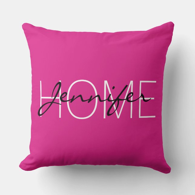 Coussin monogramme de la maison de couleur rose Barbie (Recto)