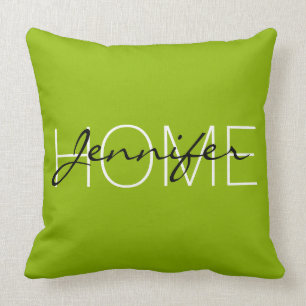 Coussin monogramme de la maison de couleur vert pomme