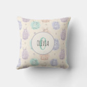 Coussin Monogramme de lapins de croquis espiègles (Verso)