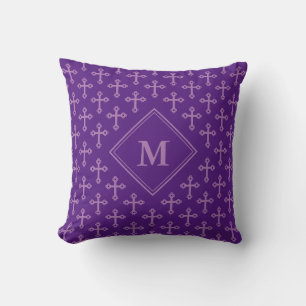 Coussin Monogramme de Lavande violette moderne