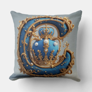 Coussin Monogramme de lettre C bleu royal