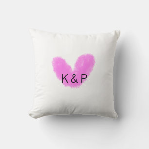 Coussin Monogramme de lettre de nom de couple de mariage à