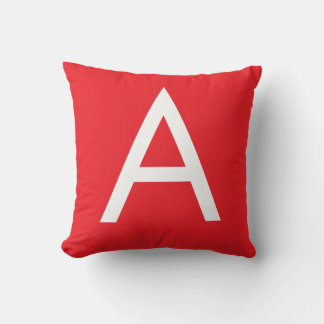 Coussin Monogramme de lettre initiale rouge blanc simple m