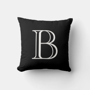 Coussin Monogramme de lettre personnalisé Classique Noir &