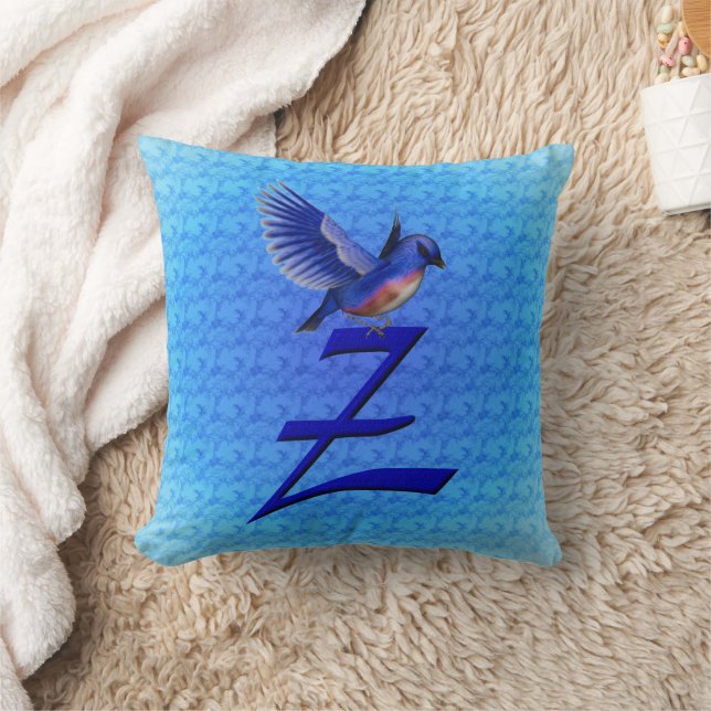 Coussin Monogramme de l'oiseau bleu Initiale Z (Couverture)