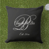 Coussin Monogramme de mariage anniversaire de mariage Fanc (Herbe)