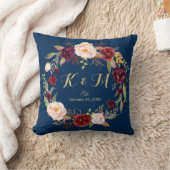 Coussin Monogramme de Mariage bleu de la marine de couronn (Couverture)