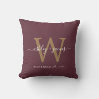 Monogramme de mariage bordeaux et or