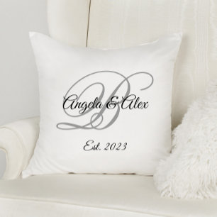 Coussin Monogramme de mariage et d'anniversaire de mariage