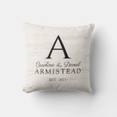 Coussin Monogramme de mariage rustique de couple (Recto)