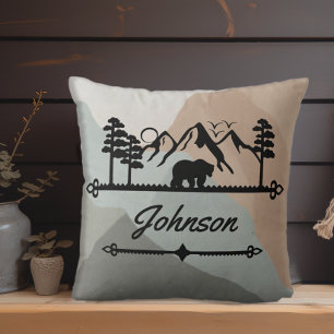 Coussin Monogramme de Montagnes Rustiques