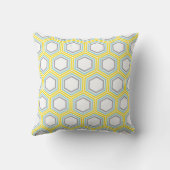 Coussin Monogramme de Motif de nid d'abeille jaune amusant (Verso)
