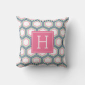 Coussin Monogramme de Motif de nid d'abeille Preppy (Recto)