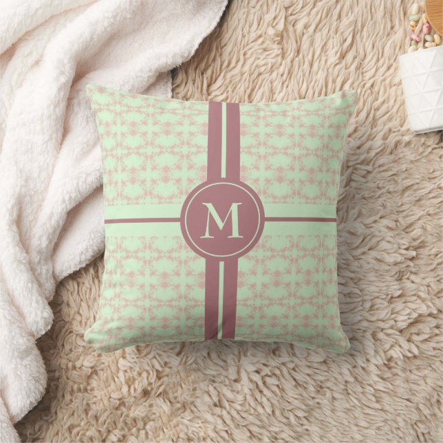 Coussin Monogramme de Motif rose Dusty (Couverture)