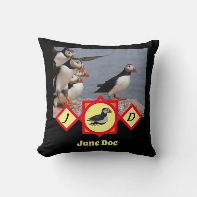 Coussin Monogramme de natation de Puffin de l'Atlantique N (Recto)