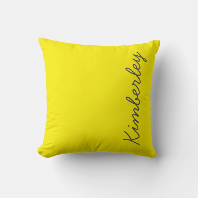 Coussin Monogramme de néon jaune vif mode tendance Couleur (Recto)