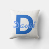 Coussin Monogramme de nom blanc bleu foncé et clair modifi (Verso)
