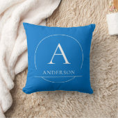 Coussin Monogramme de nom de famille simple bleu moderne g (Couverture)