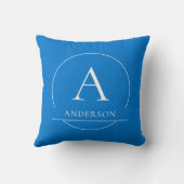 Coussin Monogramme de nom de famille simple bleu moderne g (Verso)