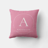 Coussin Monogramme de nom de famille simple rose moderne b (Verso)