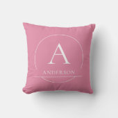 Coussin Monogramme de nom de famille simple rose moderne b (Recto)