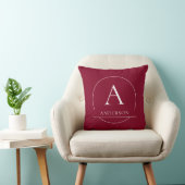 Coussin Monogramme de nom de famille simple rouge Bourgogn (Chaise)