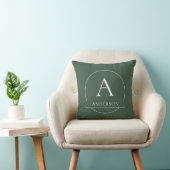 Coussin Monogramme de nom de famille simple vert foncé mod (Chaise)