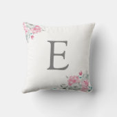 Coussin Monogramme de nom de fille personnalisé Florale aq (Verso)