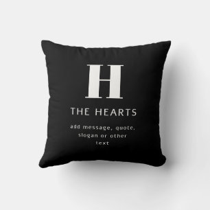 Coussin Monogramme de nom et message moderne éditable No