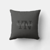 Coussin Monogramme de nom (ou autre texte) gris foncé mode (Verso)