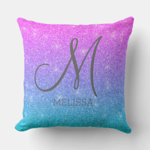 Coussin Monogramme de nom personnalisé Dégradé