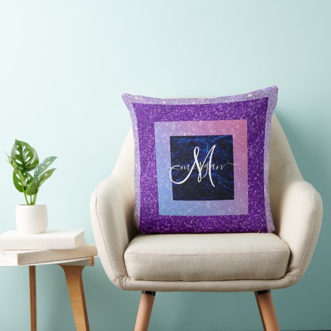 Coussin Monogramme de Parties scintillant violet holograph (Chaise)