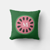 Coussin Monogramme de pastèque verte rose mignonne (Recto)