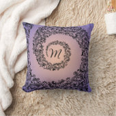Coussin Monogramme de pêche et de damas violet (Couverture)