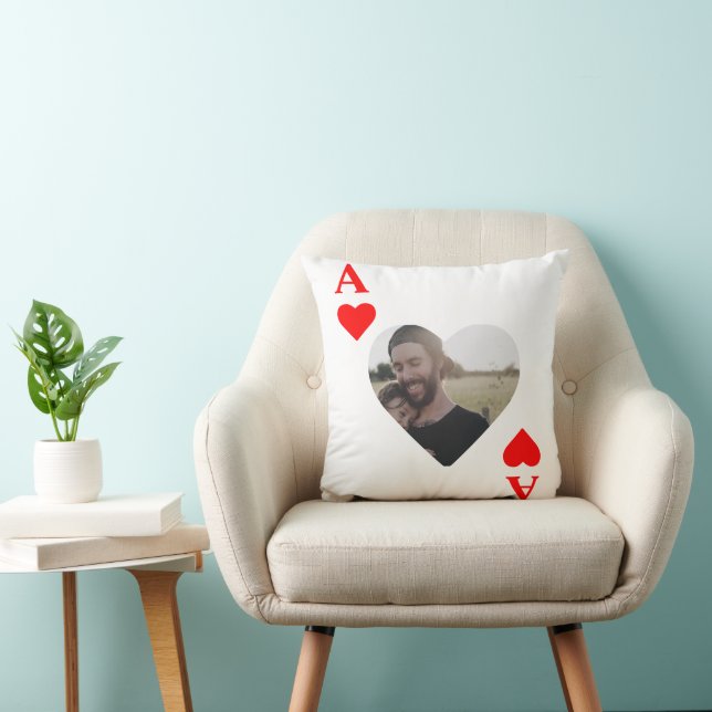 Coussin monogramme de photo de coeur de poker moderne pers (Chaise)