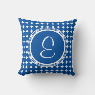 Coussin Monogramme de point Polka Bleu