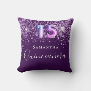 Coussin Monogramme de poussière de parties scintillant ros