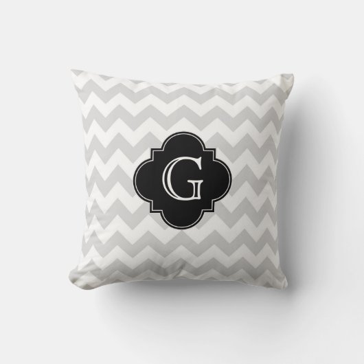 Coussin Monogramme de Quatrefoil noir gris clair (Recto)