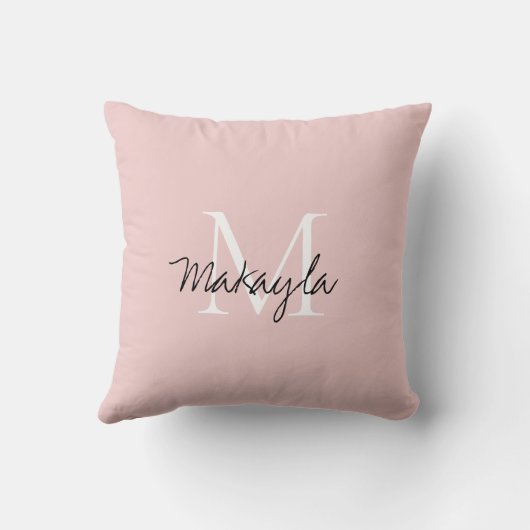 Coussin Monogramme de script rose pâle (Verso)