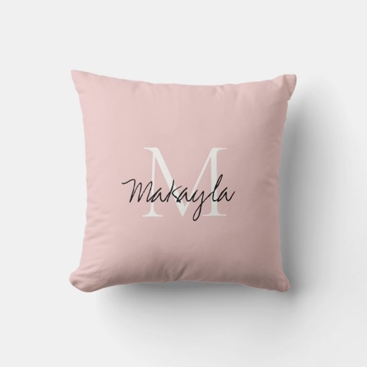 Coussin Monogramme de script rose pâle (Recto)