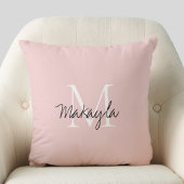 Coussin Monogramme de script rose pâle