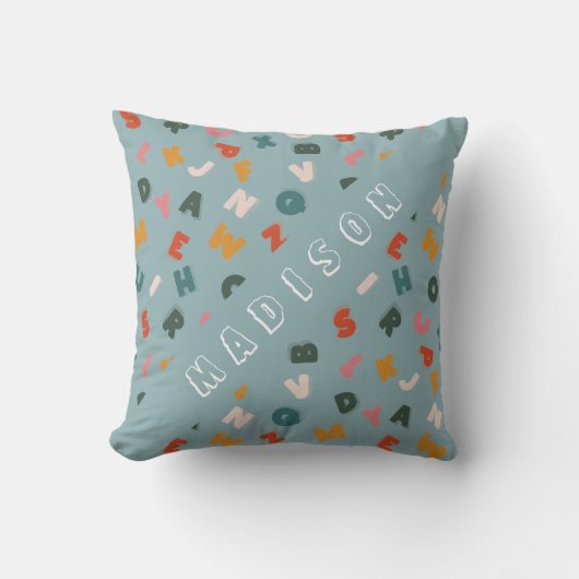 Coussin monogramme de soupe alphabétique cool (Recto)