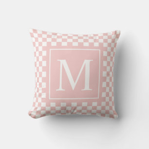 Coussin Monogramme de tableau de bord blanc rose personnal