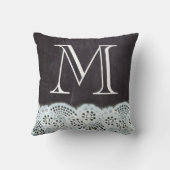 Coussin Monogramme de tableau noir en dentelle blanche (Verso)